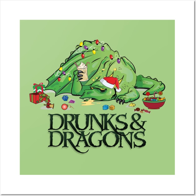 Drunk Dragon - Christmas version Wall Art by GeeklyInc